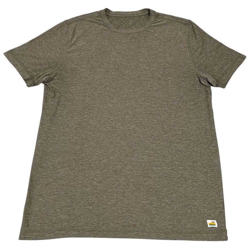 Vuori Strato Tech Tee Mens Small Heathered Olive Green Short Sleeve Crew Neck